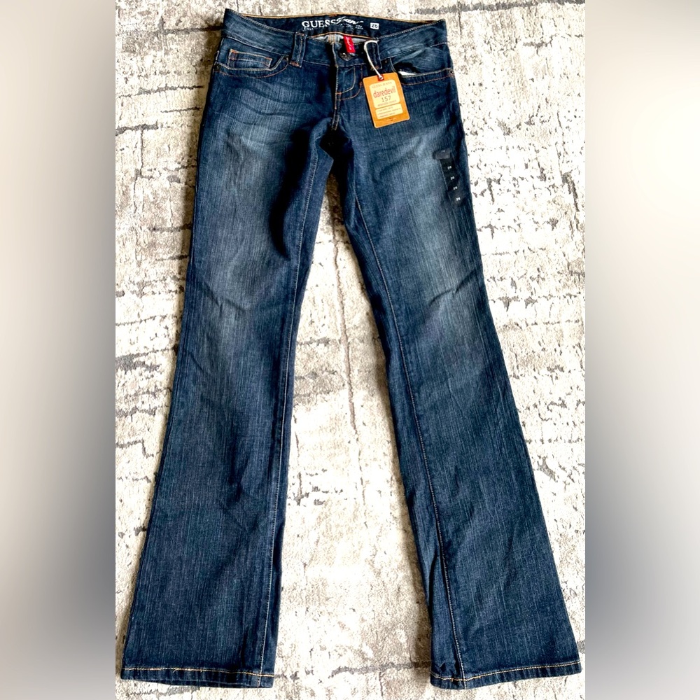 Guess Slim Fit Low Boot Cut Extensible Stretch Blue Jeans in Size 26